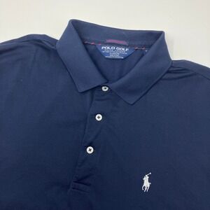Polo Golf Ralph Lauren Performance Polo Shirt Men's XL Navy Blue Pima Pine Trees
